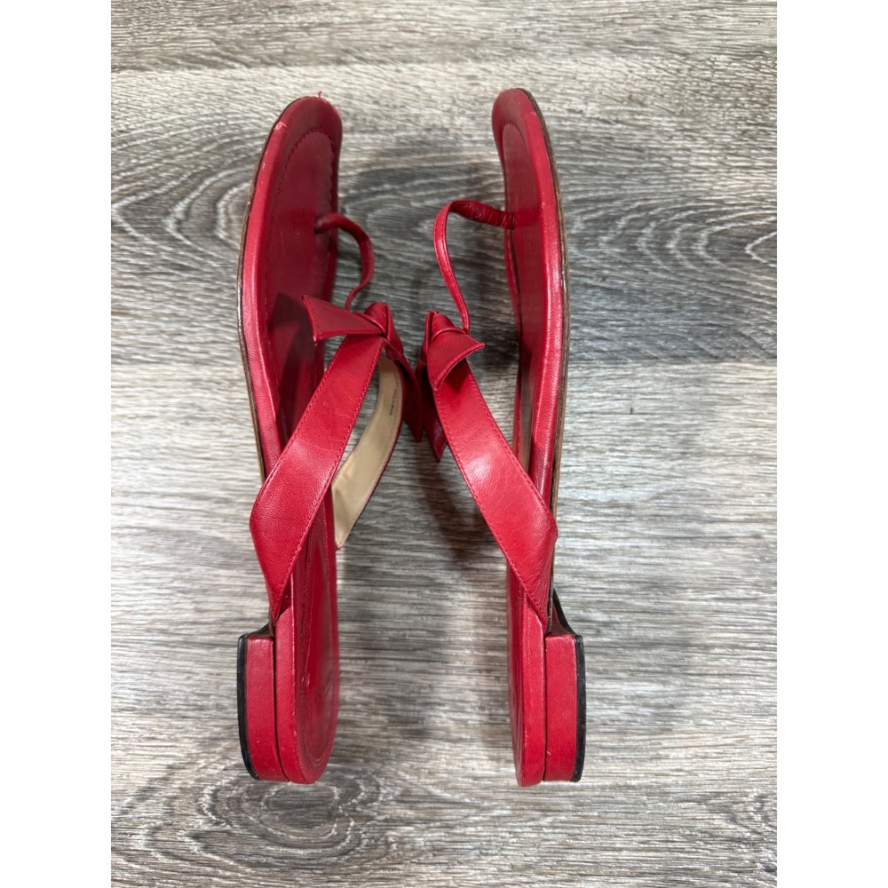 Alexandre Birman Red Leather Bow Thong Sandals Flat Size 39 Needs Repair - Picture 3 of 7